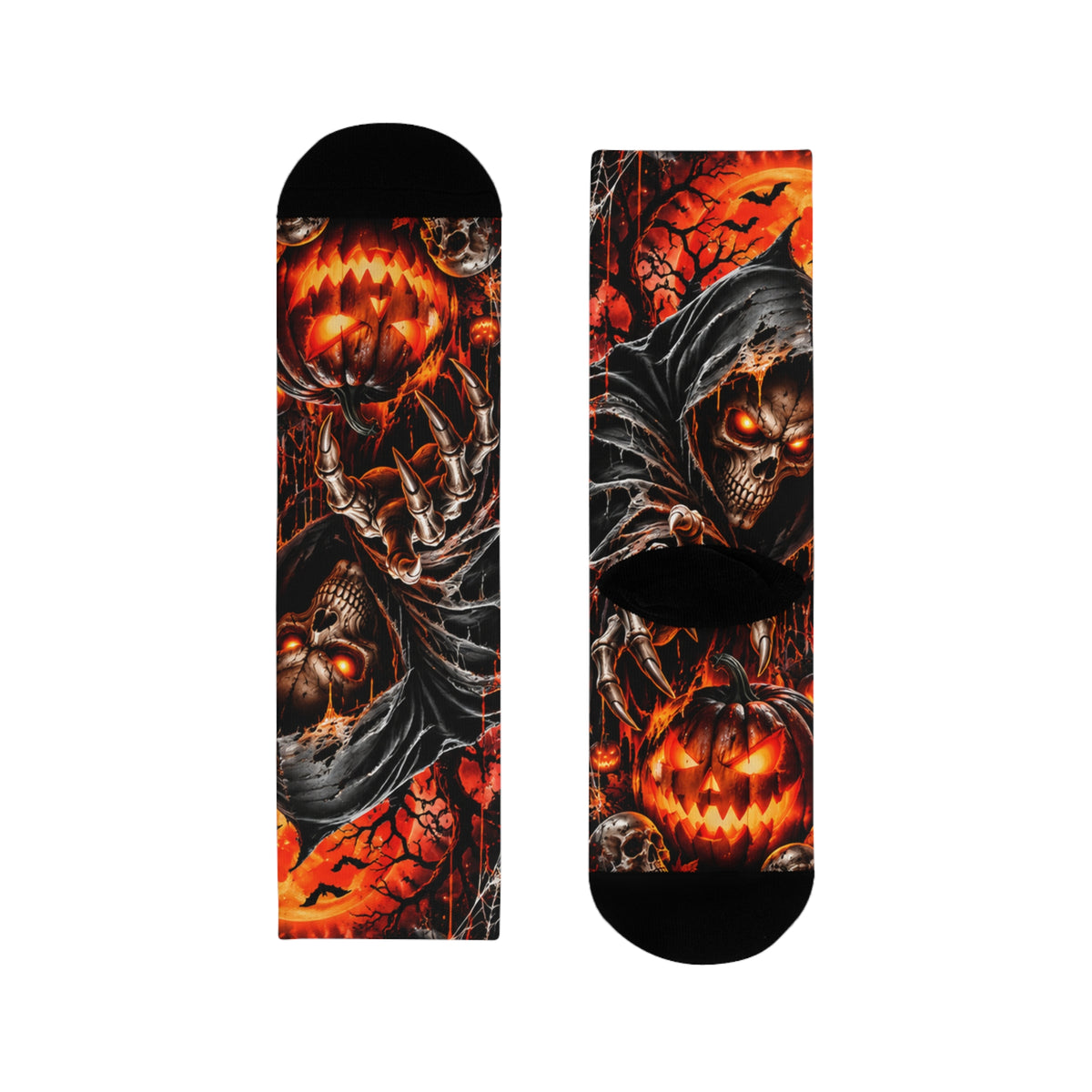 Halloween Horror Crew Socks – Jack-O’-Lanterns, Bats & Haunted Castle