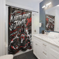 Kart Racing Shower Curtain mit dynamischem Kart-Design, Nummer 24, kräftigen Farben für Badezimmer-Dekor.