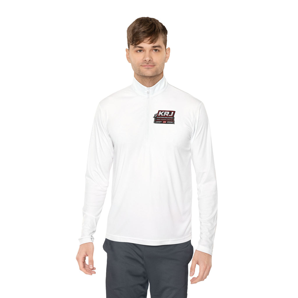 Kart Racing Quarter-Zip Pullover worn by a male model, showcasing its lightweight and moisture-wicking design.