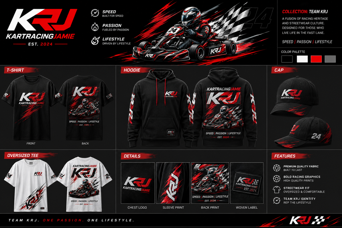 Unisex urban pullover hoodie zusammen mit Team KRJ Merchandise in einer Produktcollage.