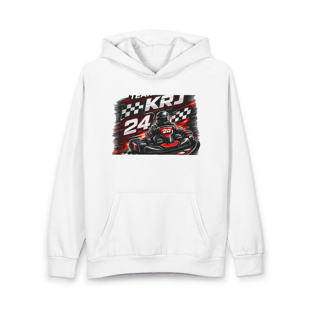 Unisex Urban Pullover Hoodie mit Rennmotiven und Logo, ideal für Komfort und Stil im Streetwear-Look.