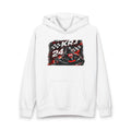 Unisex Urban Pullover Hoodie mit Rennmotiven und Logo, ideal für Komfort und Stil im Streetwear-Look.