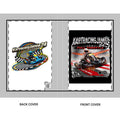 Go-Kart Racing Journal mit dynamischem Cover-Design und Kart-Rennmotiven auf Vorder- und Rückseite.