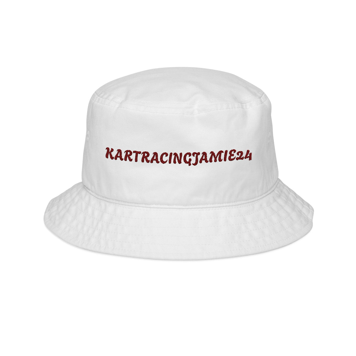 Embroidered 'KARTRACINGJAMIE24' Bucket Hat — Racing Fan Cotton Sun Hat