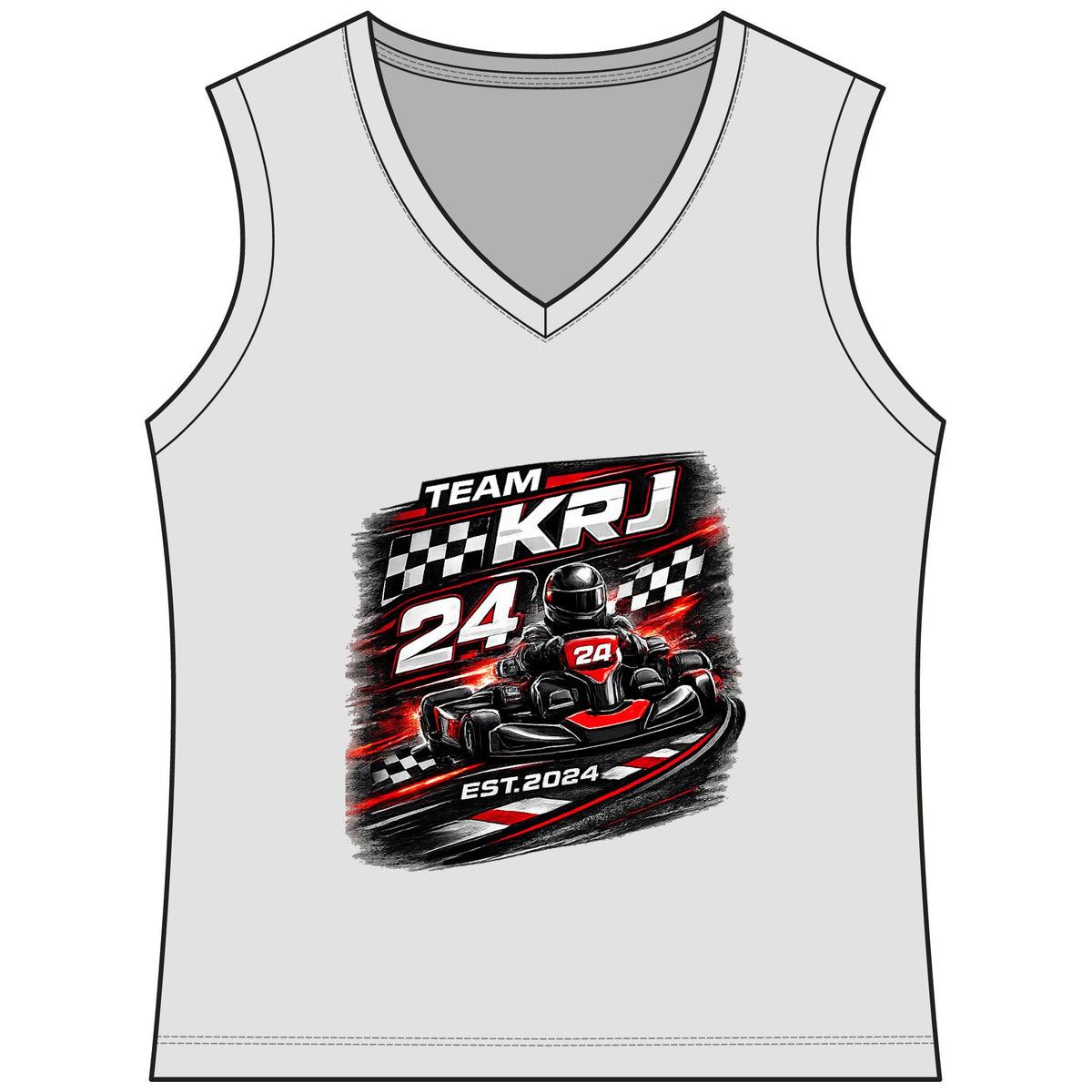 Go-Kart Racing Women's Tank Top mit Team KRJ 24 Grafik, perfektes Shirt für Motorsport-Fans.
