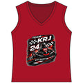 Go-Kart Racing Women's Tank Top mit Team KRJ 24 Grafik auf rotem V-Ausschnitt Shirt