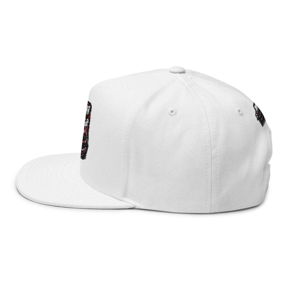 Racing Team 24 Embroidered Snapback Cap in white with flat bill design and embroidered graphics.