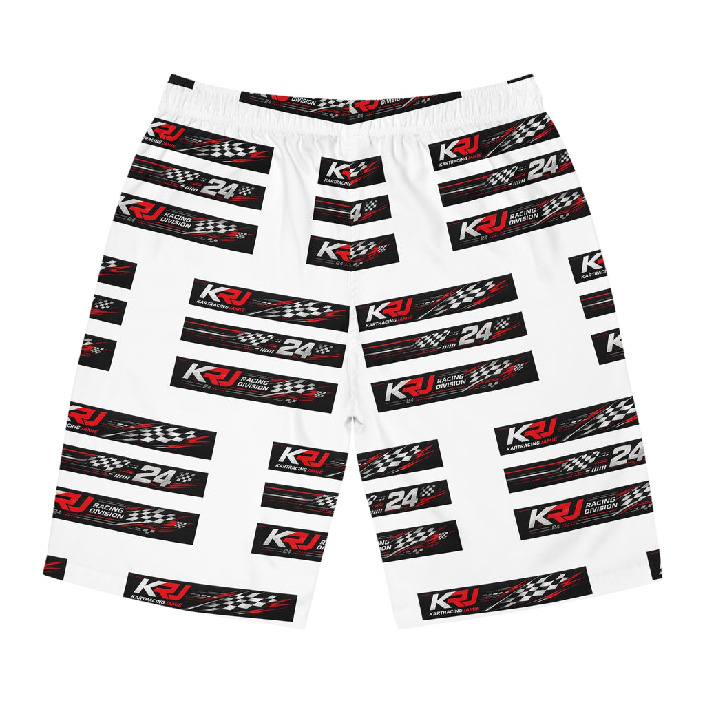 Racing Logo Board Shorts – KJ 24 Checkered Swim Trunks