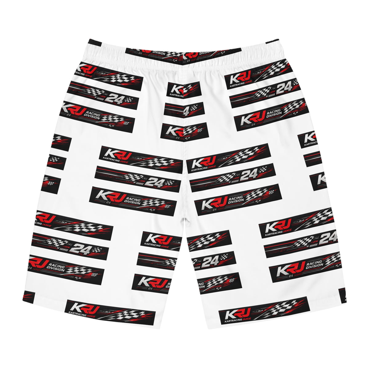 Racing Logo Board Shorts – KJ 24 Checkered Swim Trunks