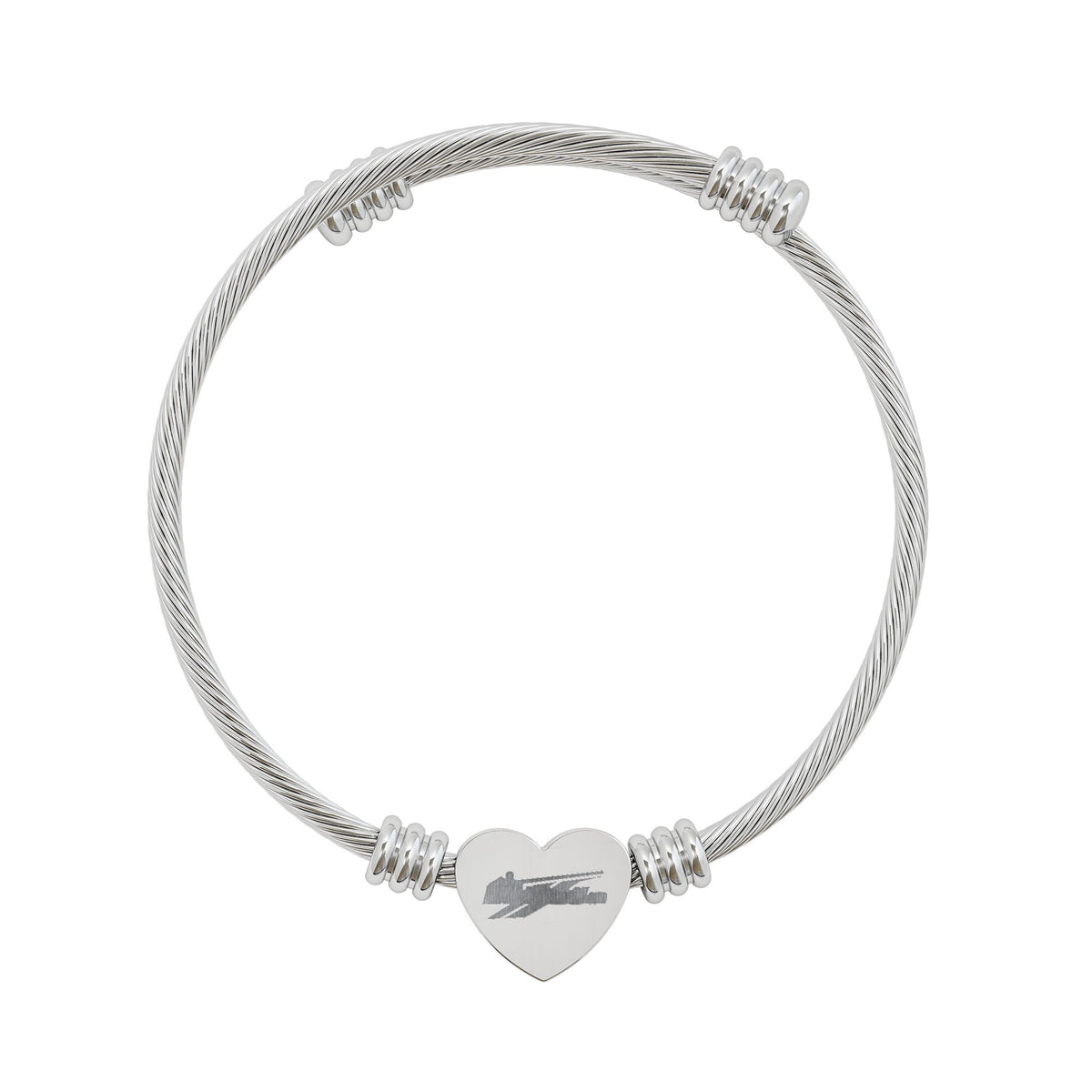 Engravable Heart Cuff Bracelet — Personalized Stainless Steel Bangle (Gold or Silver)