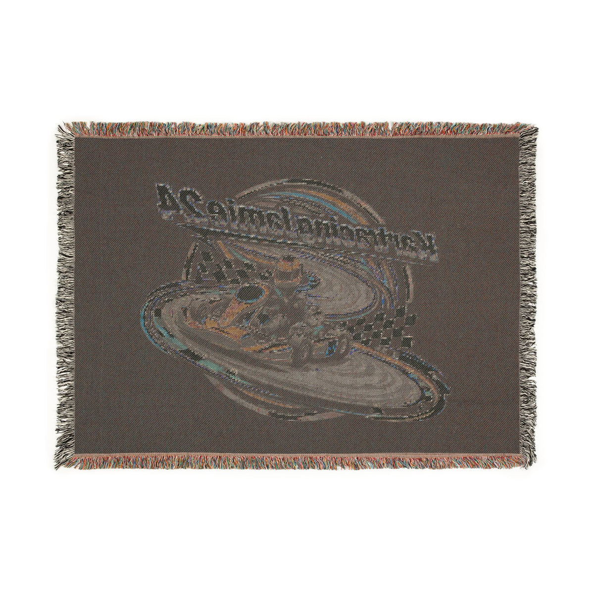 Go-Kart Racing Woven Blanket mit Motorsport-Motiv, ideal für Kartfahrer und Fans.