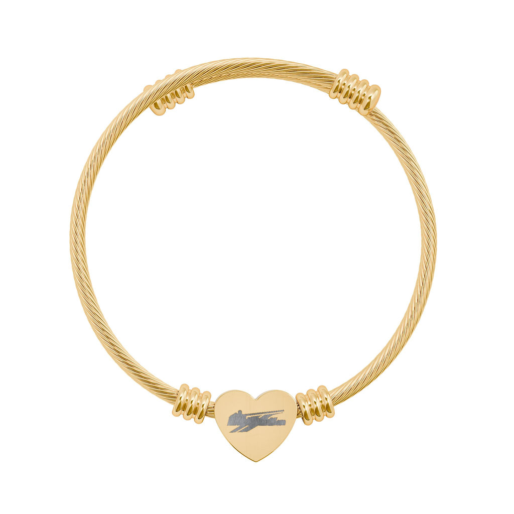 Engravable Heart Cuff Bracelet — Personalized Stainless Steel Bangle (Gold or Silver)