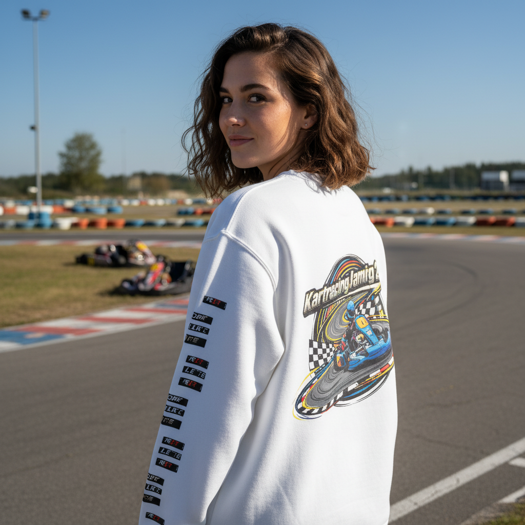 Retro Go-Kart Racing Sweatshirt with KartRacingJamie graphic